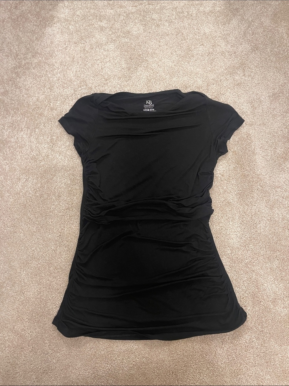 Women's Black Short Sleeve Ruched Nursing Top